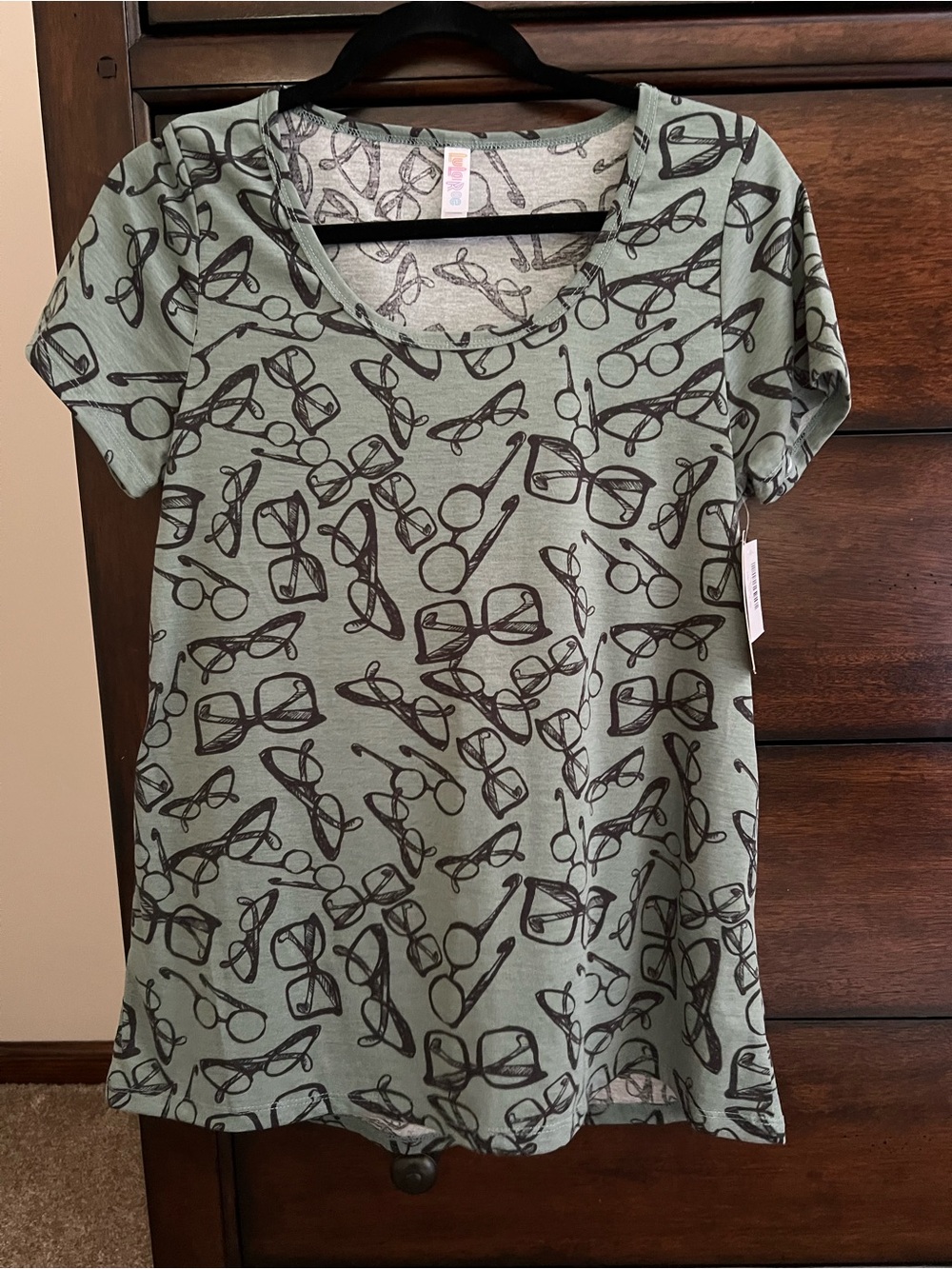 NWT LuLaRoe Small Classic T with Black Glasses Print